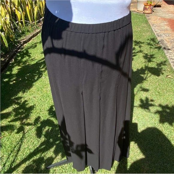 NWT Eileen Fisher Pure Silk Georgette Crepe Black Pleated Maxi Skirt - Picture 4 of 12